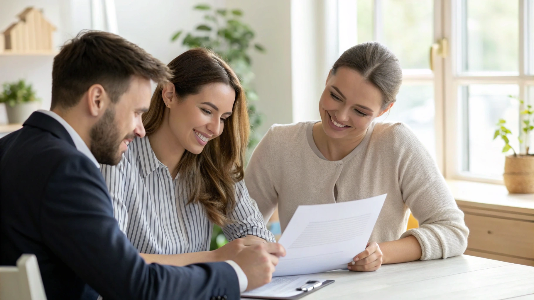 Oregon homebuyer reviewing closing cost estimates and assistance paperwork with loan specialist